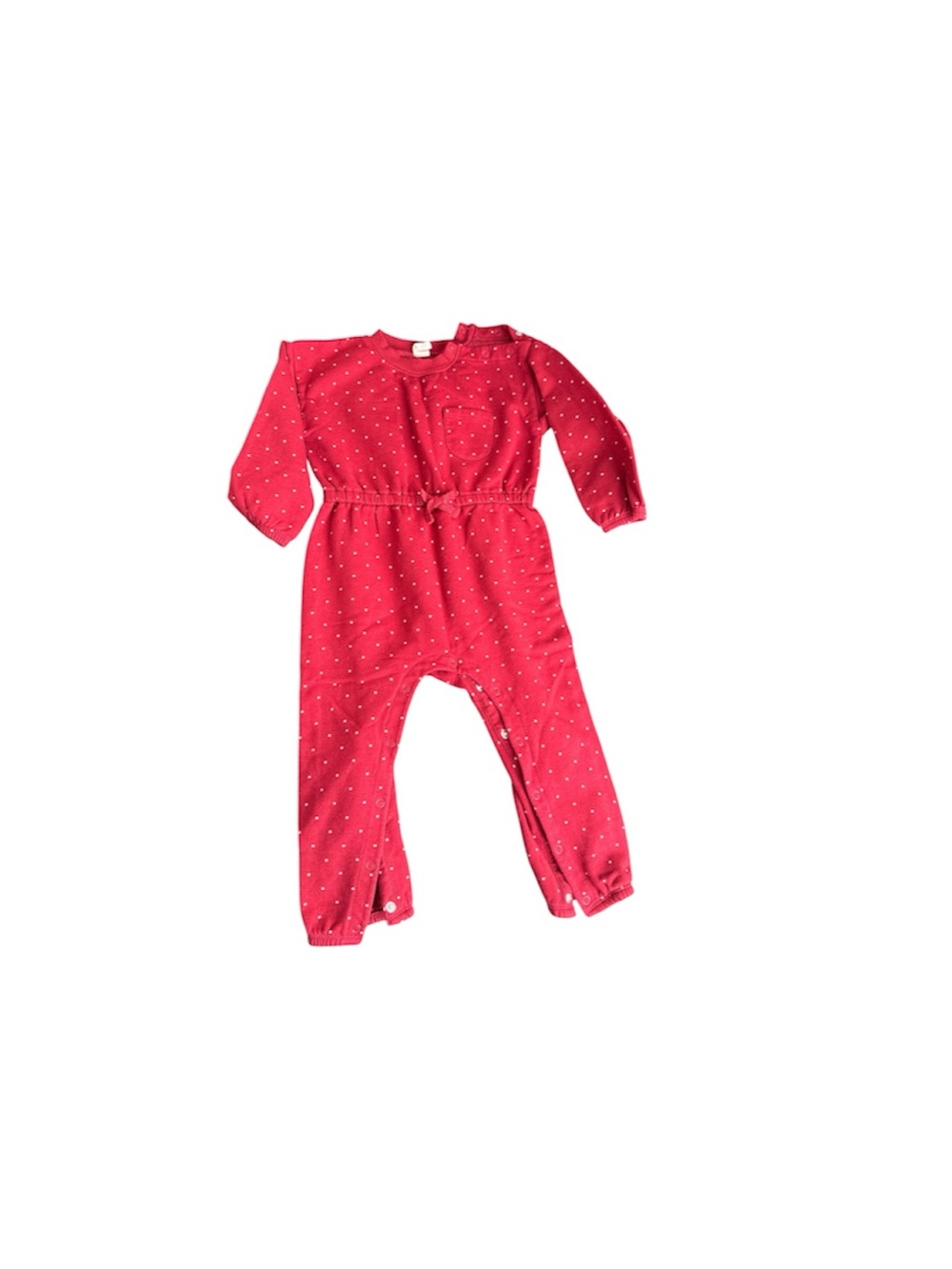 Tucker + Tate Red Long-Sleeve Polka Dot One-Piece Footie